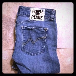 People For Peace Blue Denim Jeans Sz 27 USA made!